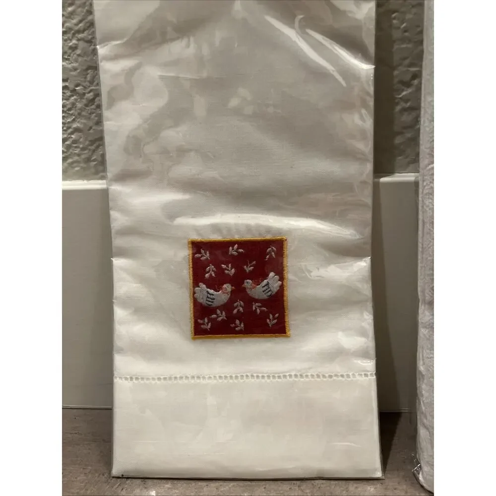 NEW 2 Hand Dish Towels Floral Country Cottage Core Embroidered